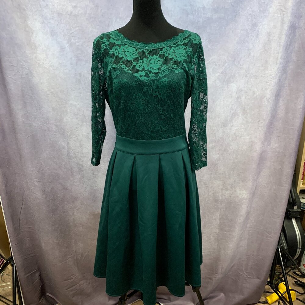 Vintage Style Floral Lace 2/3 Sleeve Dress